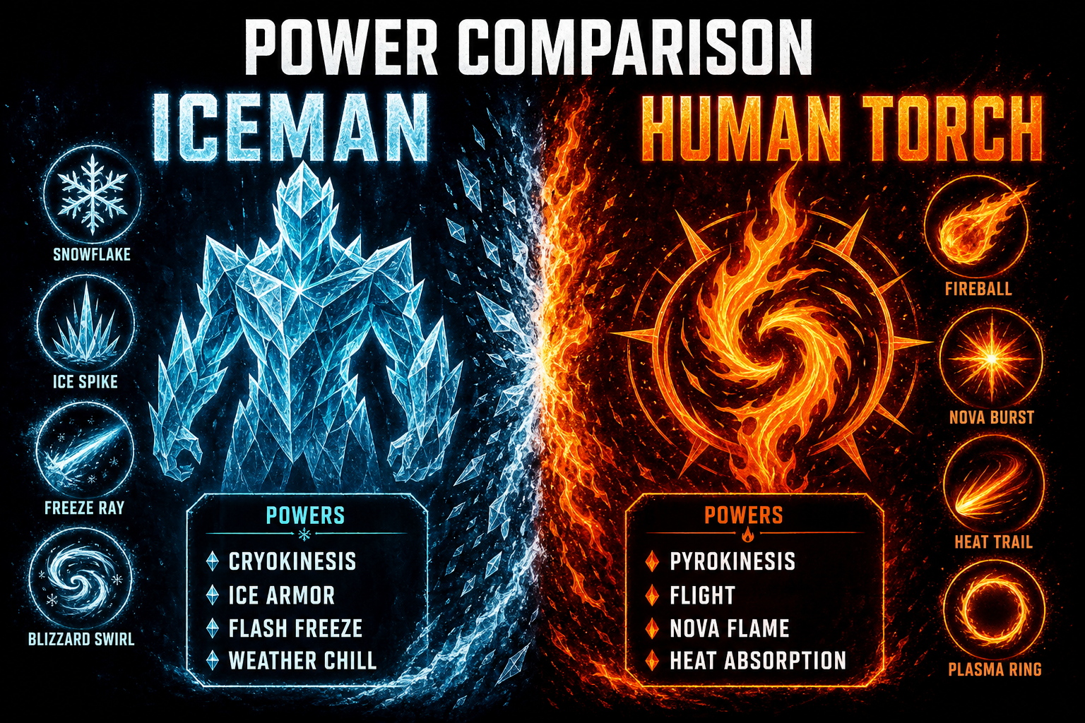 Iceman vs Human Torch power comparison