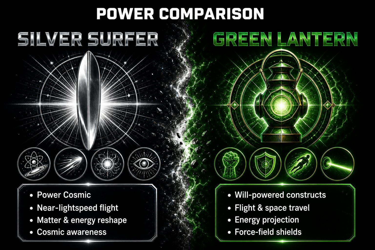 Silver Surfer vs Green Lantern power comparison